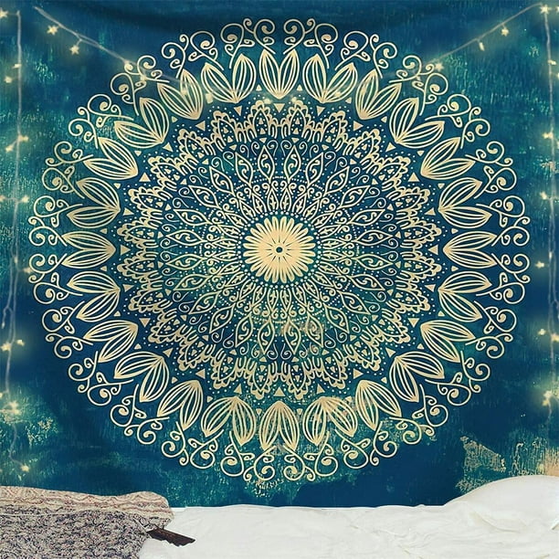 Mandala Tapestry for Bedroom Aesthetic Green Mandala Tapestry Wall