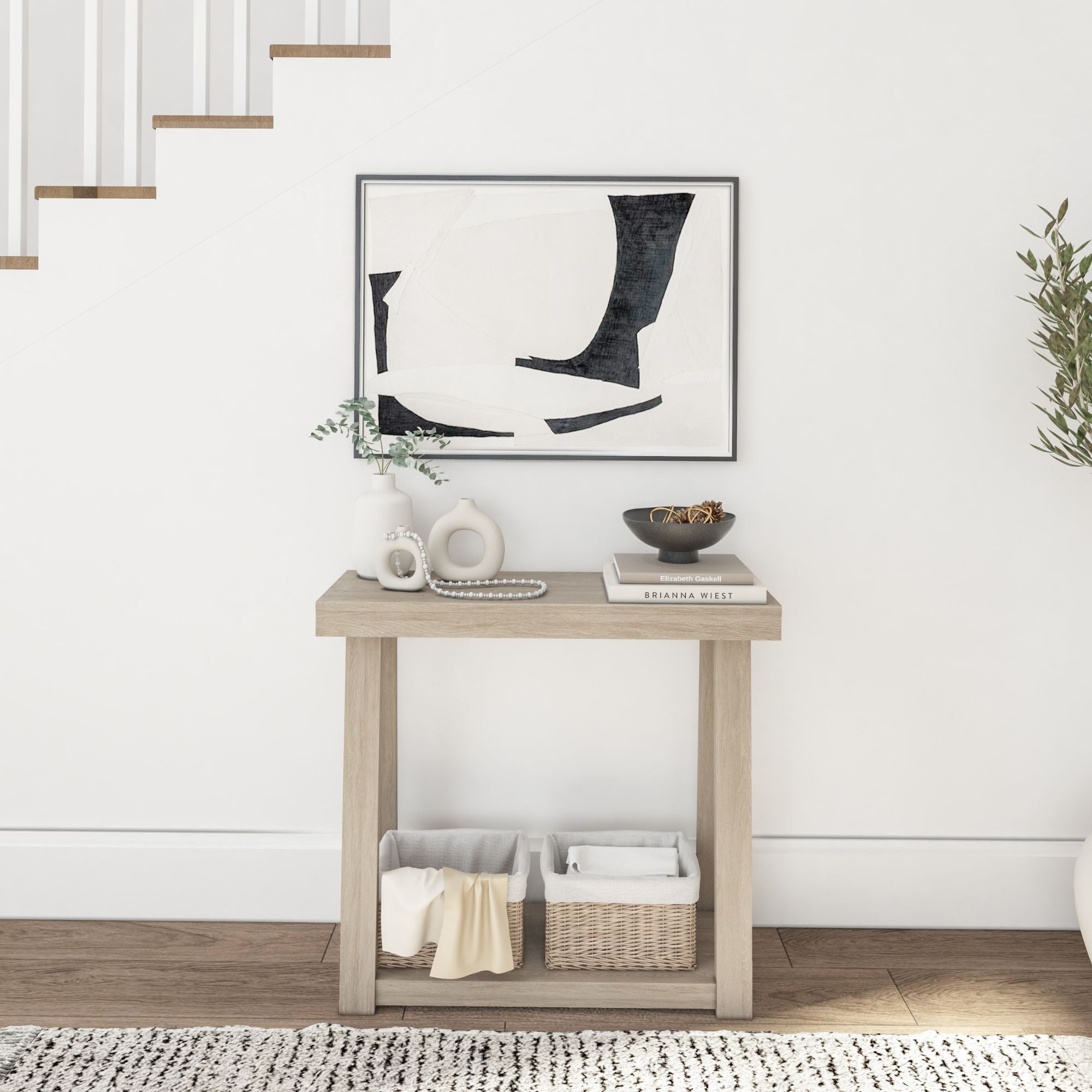 Plank+Beam Solid Wood 36 " Console Table with Storage, Narrow Entryway Table, Living Room