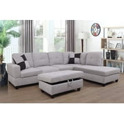 PonLiving Furniture 3-PCPiece Sectional Sofa Couch Set, L-Shaped Modern Sofa with Chaise Storage Ottoman and Pillows for Living Room Furniture, Right Hand Facing Sectional Sofa Set