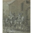 thumbnail image 3 of Jean-Baptiste Oudry 12x14 Black Modern Framed Museum Art Print Titled - The Arrival of the Operator in the Hotel (1727), 3 of 5