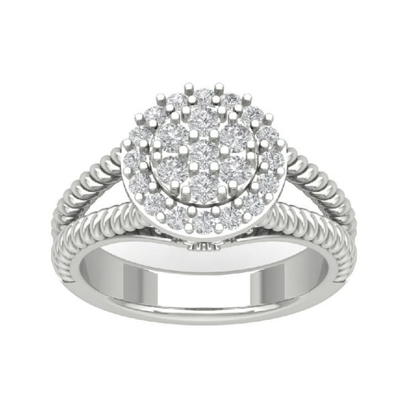 Araiya 14K White Gold Halo Cluster Diamond Ring for Women (7/8 cttw, I-J Color, I2-I3 Clarity), Size 7