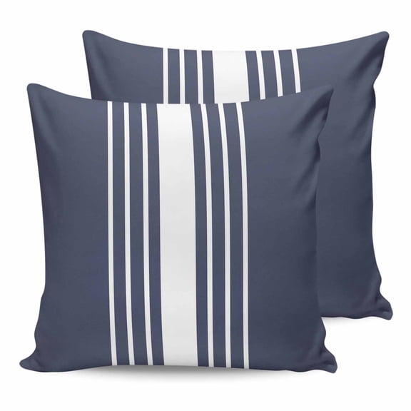 Pillow Covers 24x24 Set of 2, Vintage Striped Throw Pillow Covers Decorative Couch Cushion Cover, Midnight Blue Modern Simple Lines Microfiber Soft Square Pillowcases for Bedroom Living Room Sofa