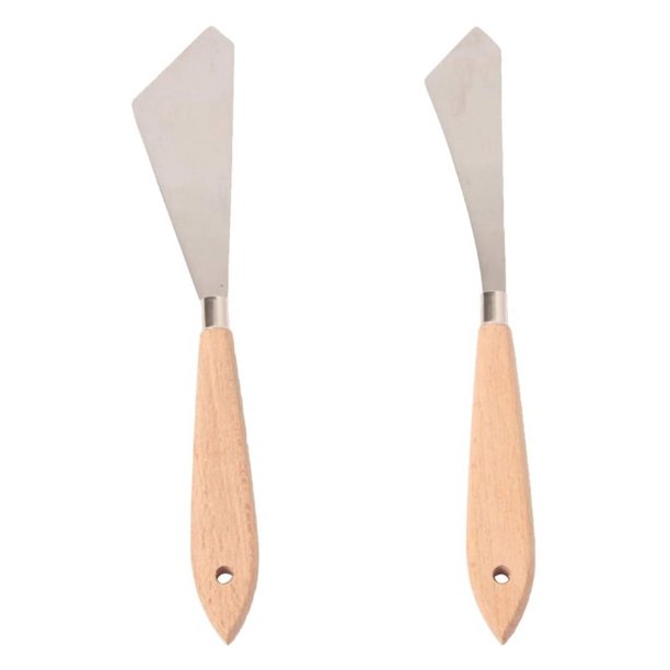 2 Piezas Cuchillo de Pintura EspáTula Cuchillo de Manejar de Madera y Hoja de Metal Accesorios de Pintura para Arte y Pintura