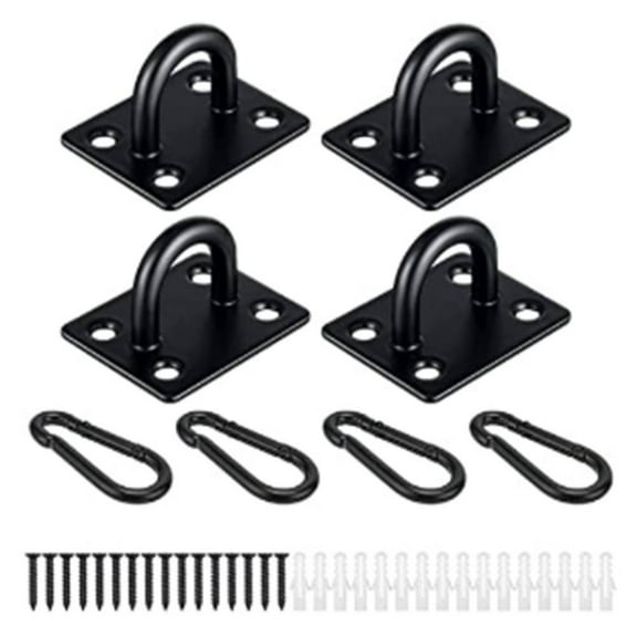 Stainless Steel Pad Eye Plate & Carabiner Clips Set for Heavy-Duty Anchoring