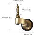 thumbnail image 2 of Solid Brass Furniture Casters, Old Style Rubber Swivel Wheels, Wheel Diameter 25mm, Load Capacity 150kg, With Threaded Stem, Suitable For Piano Legs, 2 of 4
