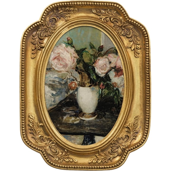 Vintage Picture Frame 4x6 Inch, Gold Antique Photo Frames with Glass Front for Tabletop and Wall Hanging, Home Decor, Art Deco, Photo Gallery, Displays, Gift Ideas (Gold, 4x6in)