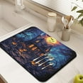 thumbnail image 3 of Halloween Dish Drying Mat Halloween Horror Orange Pumpkin Spooky Castle Coffee Bar Mat Non Slip Foldable Washable 18x24 Inch Dry Pad for Halloween Accessories Countertops, 3 of 7