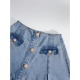 thumbnail image 7 of Womens Light Wash A-Line Denim Skirt With Front Button Closure, 7 of 7