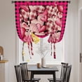 thumbnail image 3 of Valentine's Day Balloon Curtains for Bedroom/Front Door/Bathroom, Romantic Love Pink Plaid Beige Vintage Tie Up Curtains 63 Inch Length Light Filtering Kitchen Curtains Shades for Windows 46"x63", 3 of 8
