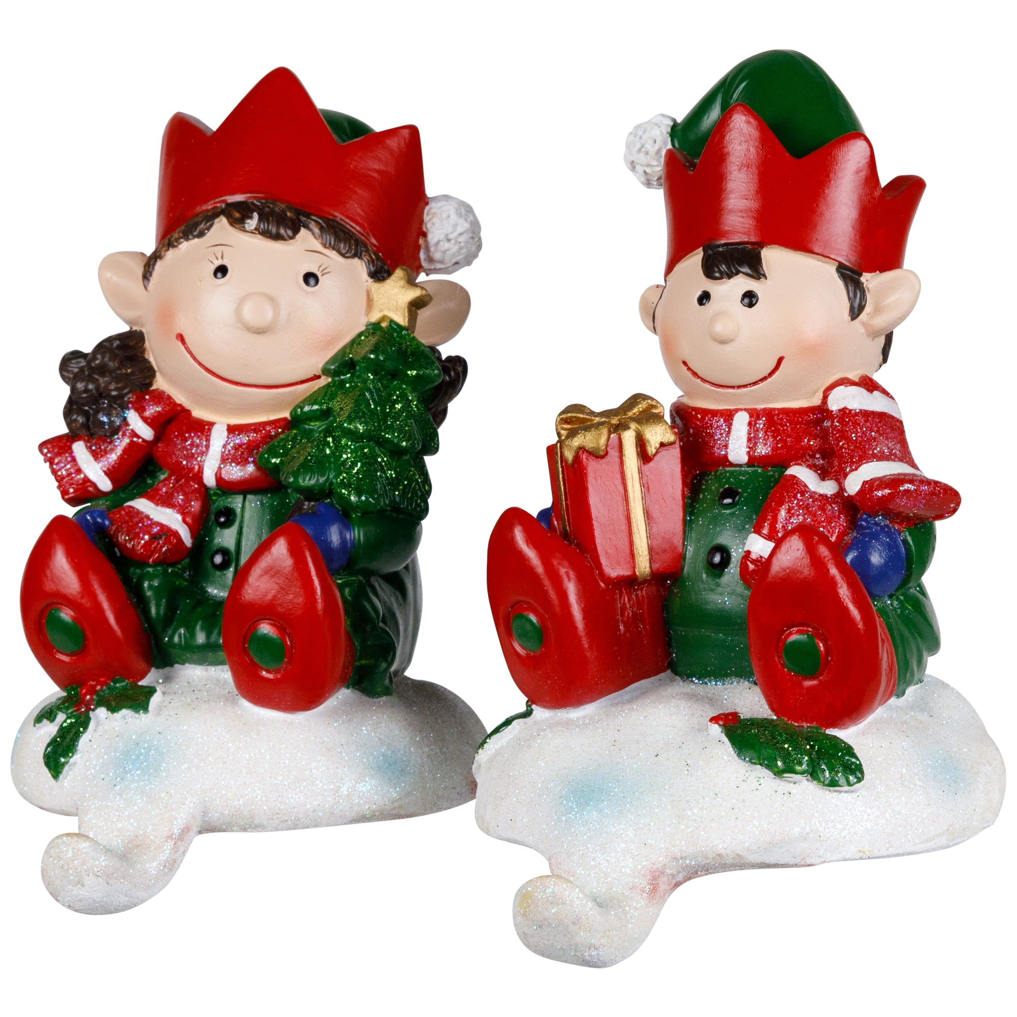 Northlight Festive Elves Christmas Stocking Holders - 5" - Set of 2