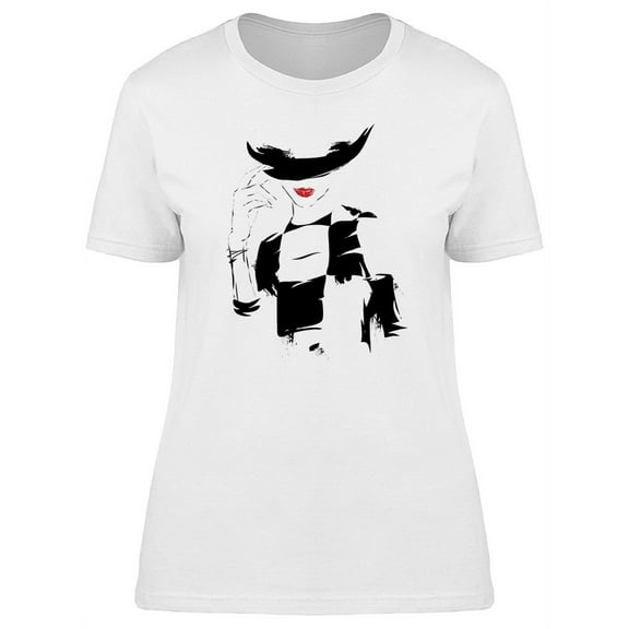 Red Lips Modern Girl T-Shirt Women -Image by Shutterstock, Female Large