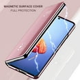 thumbnail image 6 of Z Fold 4 5G Case Compatible with Samsung Galaxy Z Fold4 5G Cell Phone Case with Kickstand, PU Leather, Clear View Mirror Flip Cover Shockproof Protective Cover for Samsung Z Fold 4 5G 2022, Rosegold, 6 of 9