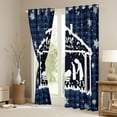 thumbnail image 3 of jejeloiu Merry Christmas Modern Geometric Checkered Blackout Curtains, Pack of 2 (42x84 Each), Luxury Blue White Black Unisex Bedroom Decor, 3 of 6