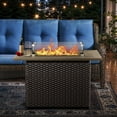 thumbnail image 5 of Gymojoy Patio Furniture Set 5 Piece Brown Wicker Outdoor Furniture Patio Sectional Sofa Couch PE Rattan Conversation Sets with Fire Pit Table, Navy Cushion, 5 of 15