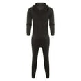 thumbnail image 6 of Men's Fleece Lined Hooded Jumpsuit, Insulated Zip Up, Pure Color Splicing, Casual One Piece Pajamas, Autumn Winter, 6 of 8