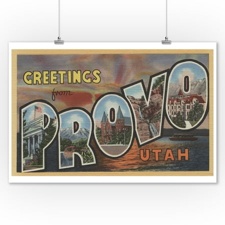 Provo, Utah - Large Letter Scenes (9x12 Art Print, Wall Decor Travel