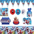thumbnail image 5 of Decoración de cumpleaños de Spidey y sus increíbles amigos, suministros para fiestas, vasos de papel, platos, servilletas, vajilla, manteles, globos para niños, 5 of 5