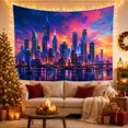 thumbnail image 3 of Urban Cityscape Twilight with Rise Skyscrapers Varying Heights, Mystical Fantasy for Space Lovers, Galaxy Room Decor, Housewarming Gift, Tapestry Wall Hanging for Bedroom and Dorm, 3 of 7
