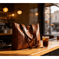 thumbnail image 4 of Large Capacity Soft Leather Tote Bag, Versatile Single Shoulder Top-handle Handbag, Lightweight Casual Tote, Perfect for Daily Wear Shopping Travel and Office Use(Brown), 4 of 4