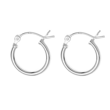 Sterling Silver Small Tube Hoop Earrings - Earring Hoops 14mm (1