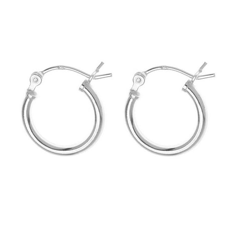 Sterling Silver Small Tube Hoop Earrings - Earring Hoops 14mm (1