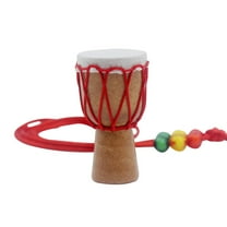 Raindrops African Hand Drum Miniature Wooden Percussion Instrument for Wearing Multi Color 3.5 Inches