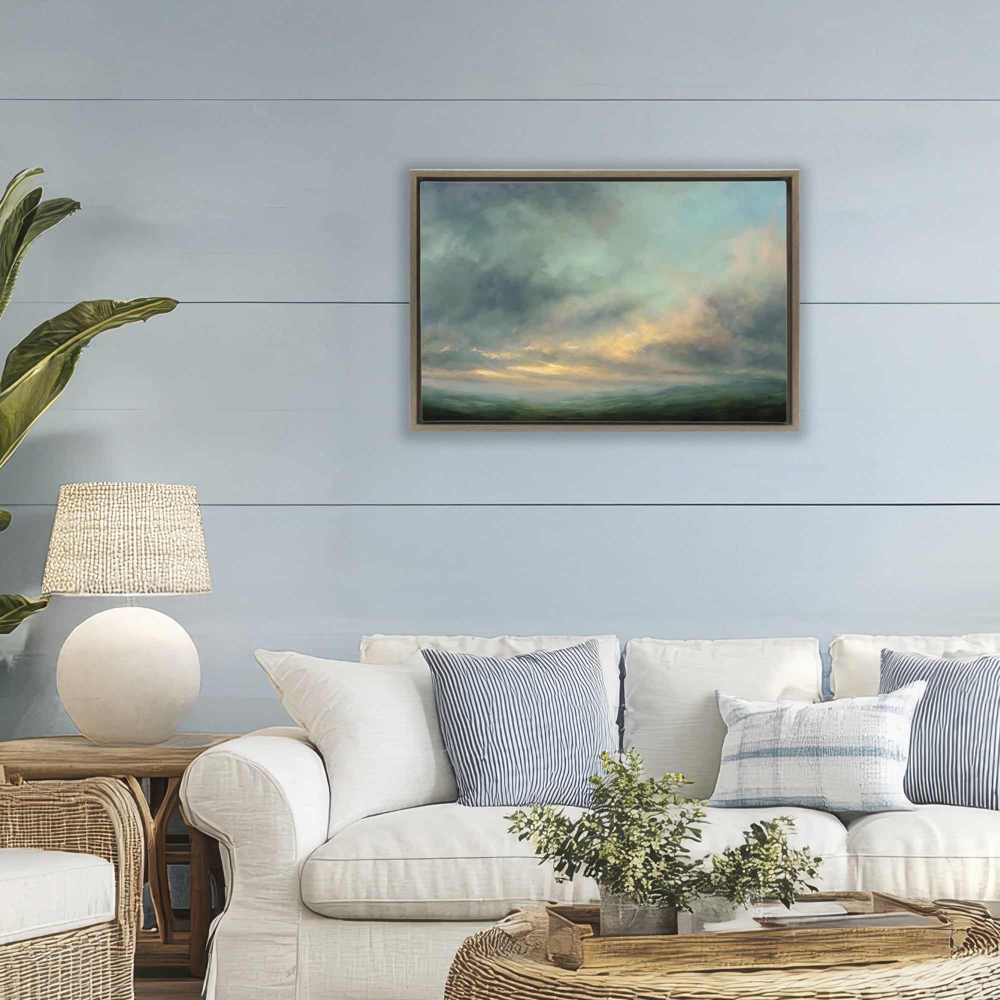 Stupell Industries Blue Toned Golden Hour Brown Framed Floater Canvas Wall Art, design by Petal Prints Design