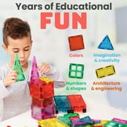Click N' Play Magnet Build Deluxe 100 Piece 3D Magnetic Tile Building Set Extra Strong Magnets and Super Durable Tiles, Educational, Creative, Assorted Shapes and Vibrant Bright Colors