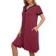 thumbnail image 4 of INSPIRAR CHIC INSPIRAR CHIC Bata de Noche con Cierre Frontal para Mujeres, Abrigo de Casa, Mangas Cortas, Ropa de Dormir, Ropa de Estar con Bolsillos XS Rojo, 4 of 6