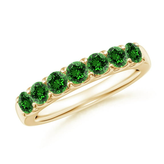 ANGARA Lab Grown Shared Prong Set Half Eternity Emerald Wedding Ring for Women in 14K Yellow Gold (Size-3.1mm) | May Birthstone, Birthday, Anniversary, Jewelry Gift for Women | Lab-Grown Emerald Ring