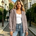 thumbnail image 6 of Resicozy Women Oversized Full Zip Hoodie Long Sleeve Sweatshirts Drawstring Pocket Loose Fall Zip Up Hooded Jacket Light Brown 2XL, 6 of 8