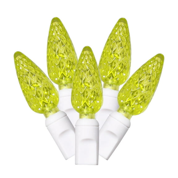 Vickerman 50 Lime C6 LED Light on White Wire, 25' Christmas Single Mold Light Strand