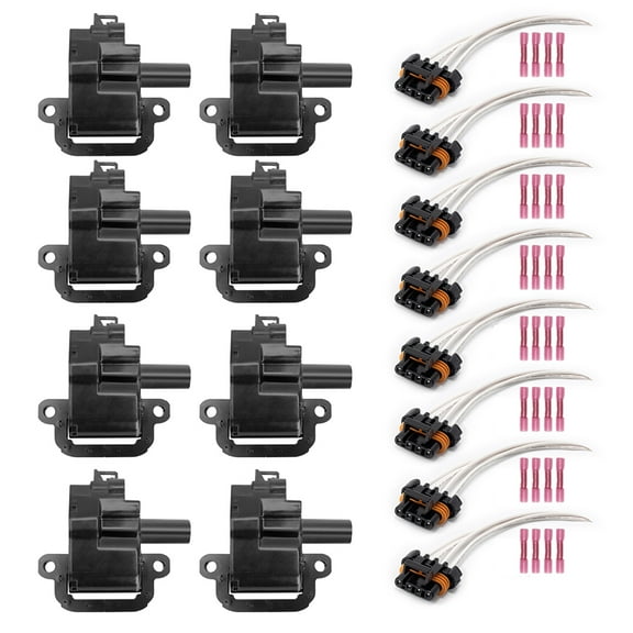 Set of 8 ISA Ignition Coil & 8 Ignition Coil Connector for Chevrolet 1997-2001 2003-2004 Corvette Camaro Pontiac 1998-2002 Firebird Replacement For UF192,S928
