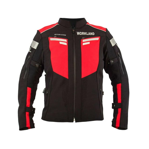 Chamarra motociclista hombre protectores reflejante impermeable WORKLAND 1985 rojo XXL WKL 1985NEGRROJA