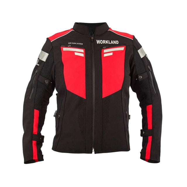 Chamarra motociclista hombre protectores reflejante impermeable WORKLAND 1985 rojo XXL WKL 1985NEGRROJA