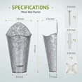 thumbnail image 2 of VIVOSUN Vintage Style Hanging Wall Planter Decor, Lightweight Metal with Galvanized Finish, for Faux Plants or Dry Flowers, Set of 2, 2 of 7