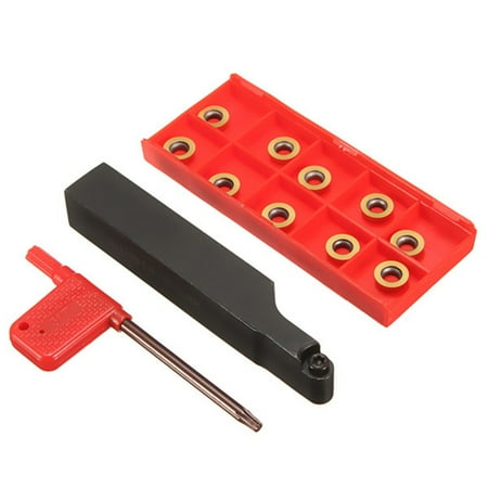 

CACAGOO SRAPR1616H10 Face Milling Lathe Tool Holder + 10Pcs RPMT10T3MO Carbide Inserts