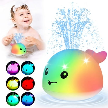 Fixdono Baby Bath Toys, Whale Light up Fountain Bath Toy, Birthday Gift for Baby Toddler 6 Months and Older, Unisex