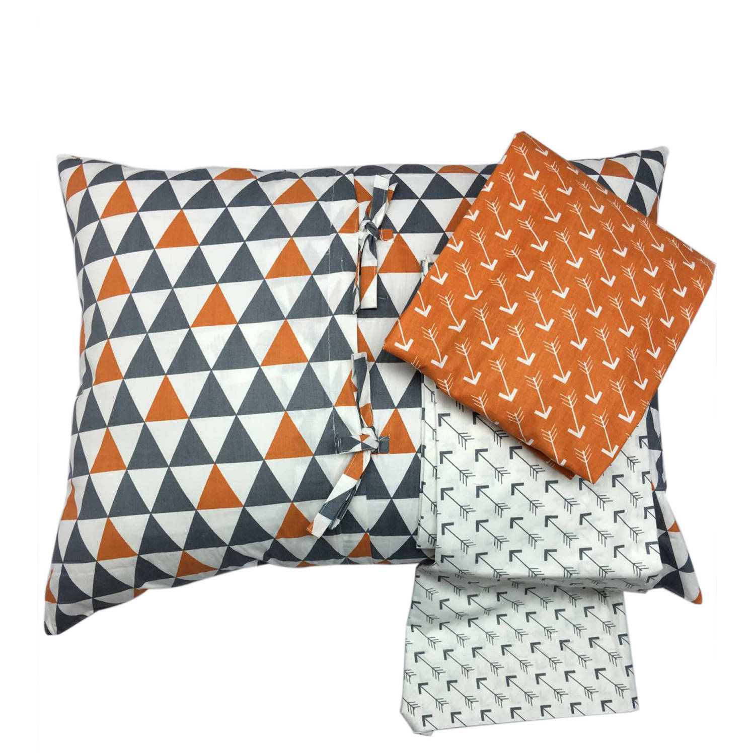 Bacati - Playful Foxs 3-Piece 100% Cotton Percale Toddler Sheet Set, Orange/Gray