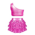 thumbnail image 2 of Alvivi Girls Hip Hop Jazz Modern Dance Outfit Sequins Dancewear Stage Performance Costume Hot Pink 10, 2 of 5