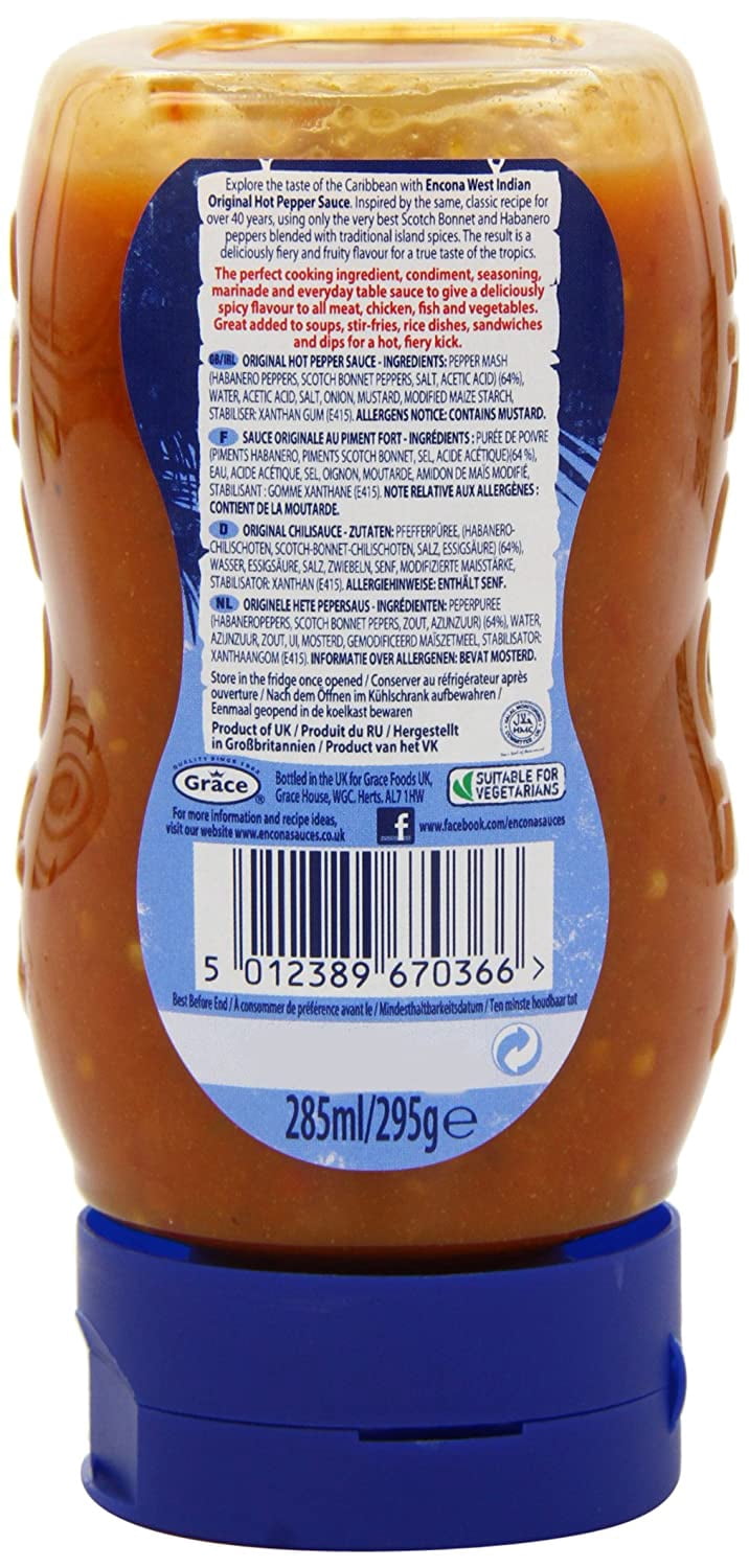 Encona Original Hot Pepper Sauce 285Ml, Imported from Britain