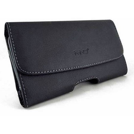 Premium Leather Pouch Holster Belt Case for Xiaomi Pocophone F1 w/ Clip / Loops (Size for Phone Only, NOT for Phone w/Cover or Skin on It) - Black