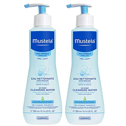 Mustela Nettoyant pour Bébé Sans Rinçage - Eau Micellaire - avec Avocat et Aloe Vera - pour le Visage, le Corps et la Couche de Bébé - 10,14 fl oz