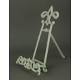 thumbnail image 2 of Cast Iron Rustic White Fleur De Lis Crown Scroll Art Base Easel Photo Book Stand, 2 of 3