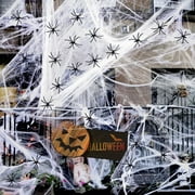 1500 sqft Halloween Spider Web Decoration with 100 Fake Spiders, Super Stretchy Cobwebs Halloween Decorations Decor for Outdoor and Indoor Halloween Party Decoration
