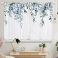 thumbnail image 2 of Teal Blue Eucalyptus Kitchen Curtains Farmhouse Floral Small Short Rustic Wooden Cafe Tire Curtains Plant Botanical Window Curtains for Bathroom Window Treatment Drapes 27.5x39 Inch 2 Panels, 2 of 4
