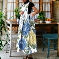 thumbnail image 3 of Uootdi Robes Tablier pour Femmes Col Rond Sans Manches Imprimé Floral Poche Robes Maxi Boho Légères Amples Robes Chasuble Cadeau, 3 of 7