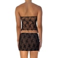 thumbnail image 4 of Douhoow Women 2 Piece Bandage Cutout Split Lace Mesh Tube Top and Mini Skirts, 4 of 9
