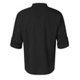 thumbnail image 5 of JTieacloth Business Casual Shirt Mens Spring Summer Loose Stand Solid Pocket Long Sleeve Pullover Shirt Black, 5 of 5