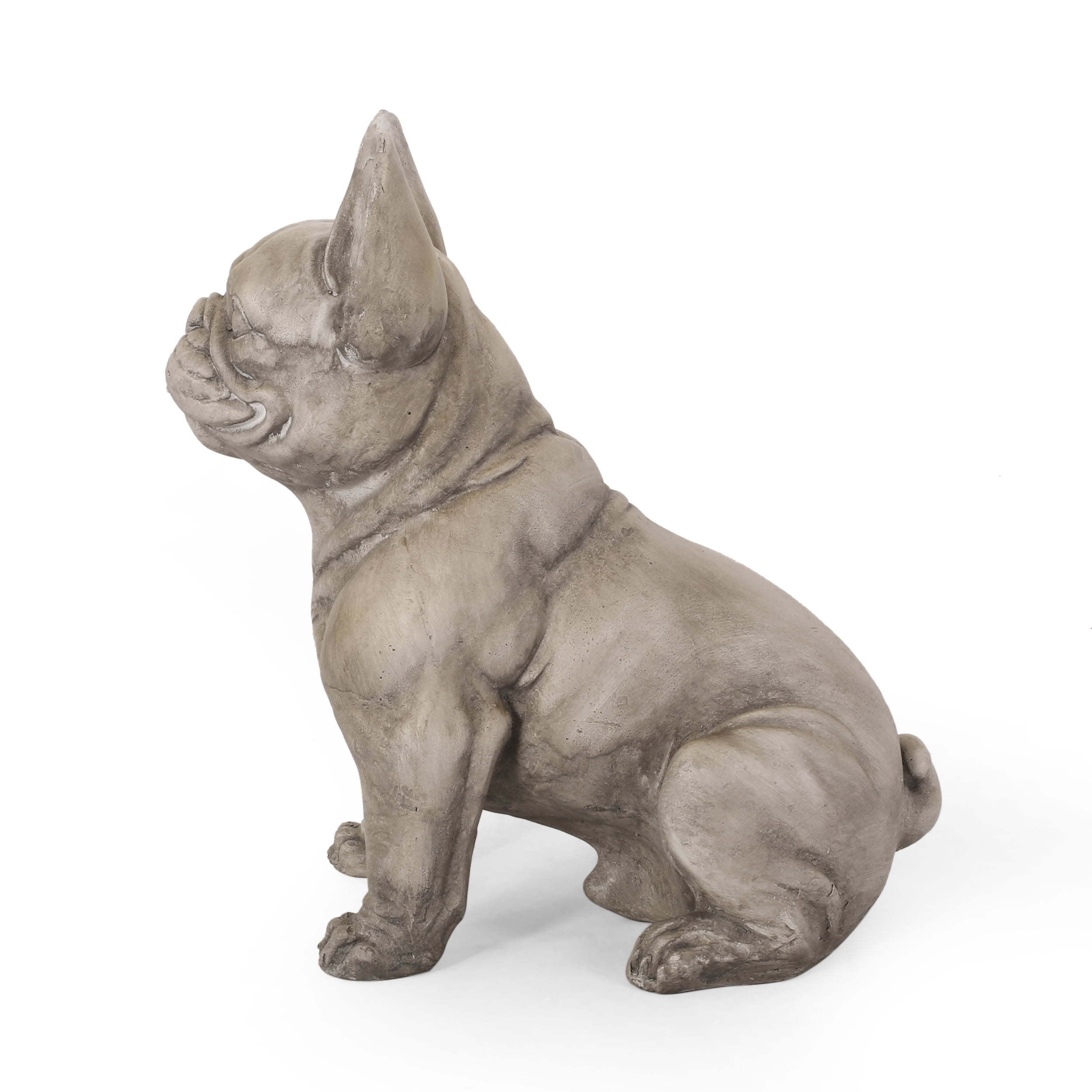 Kohlson Outdoor Lightweight Concrete French Bulldog Garden Statue, Gray